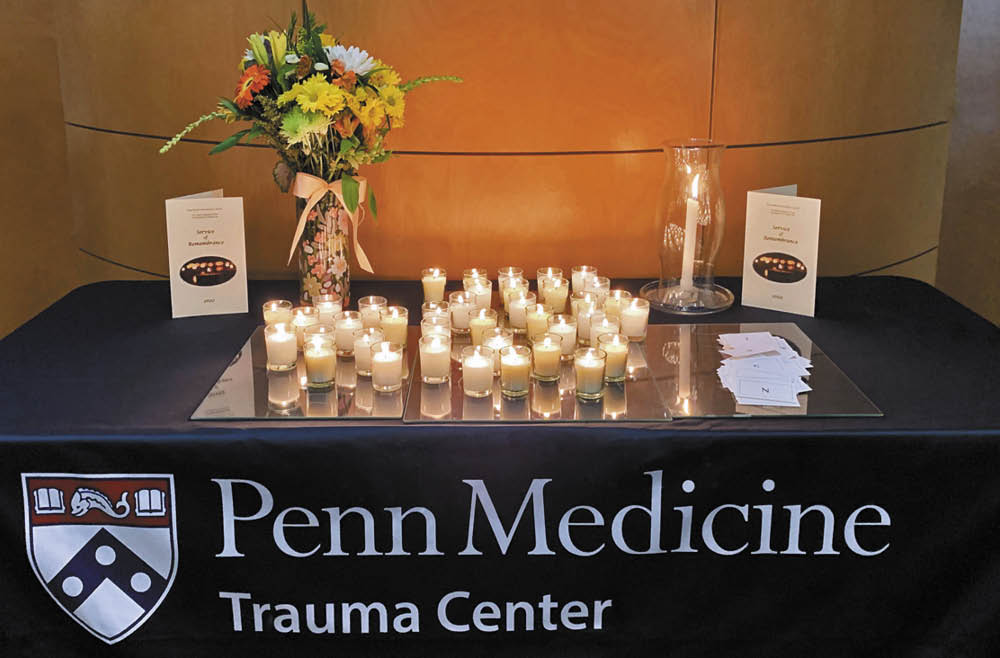 Candles of Trauma lit in remembrance patients who died from violent injuries in 2021.
